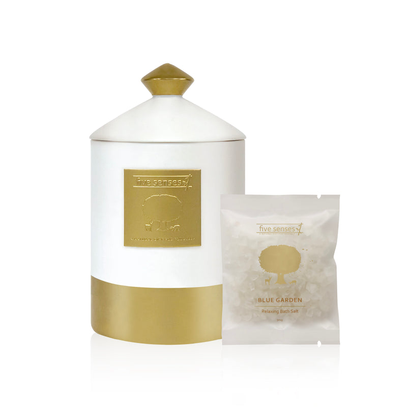 Blue Garden Relaxing Bath Salt in a Luxurious Ceramic Jar